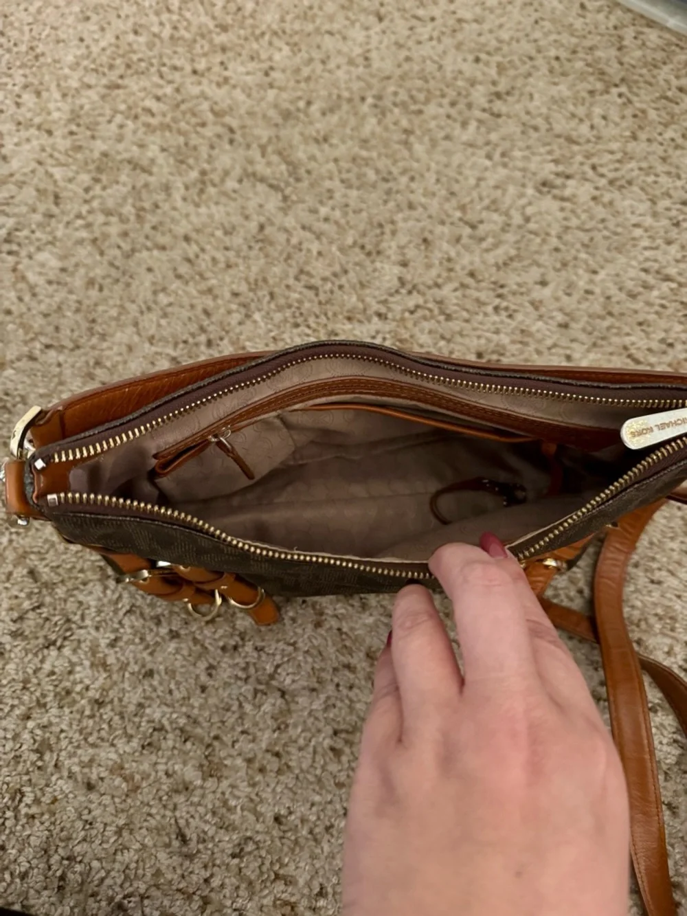 Michael Kors Brown and Tan Crossbody Bag